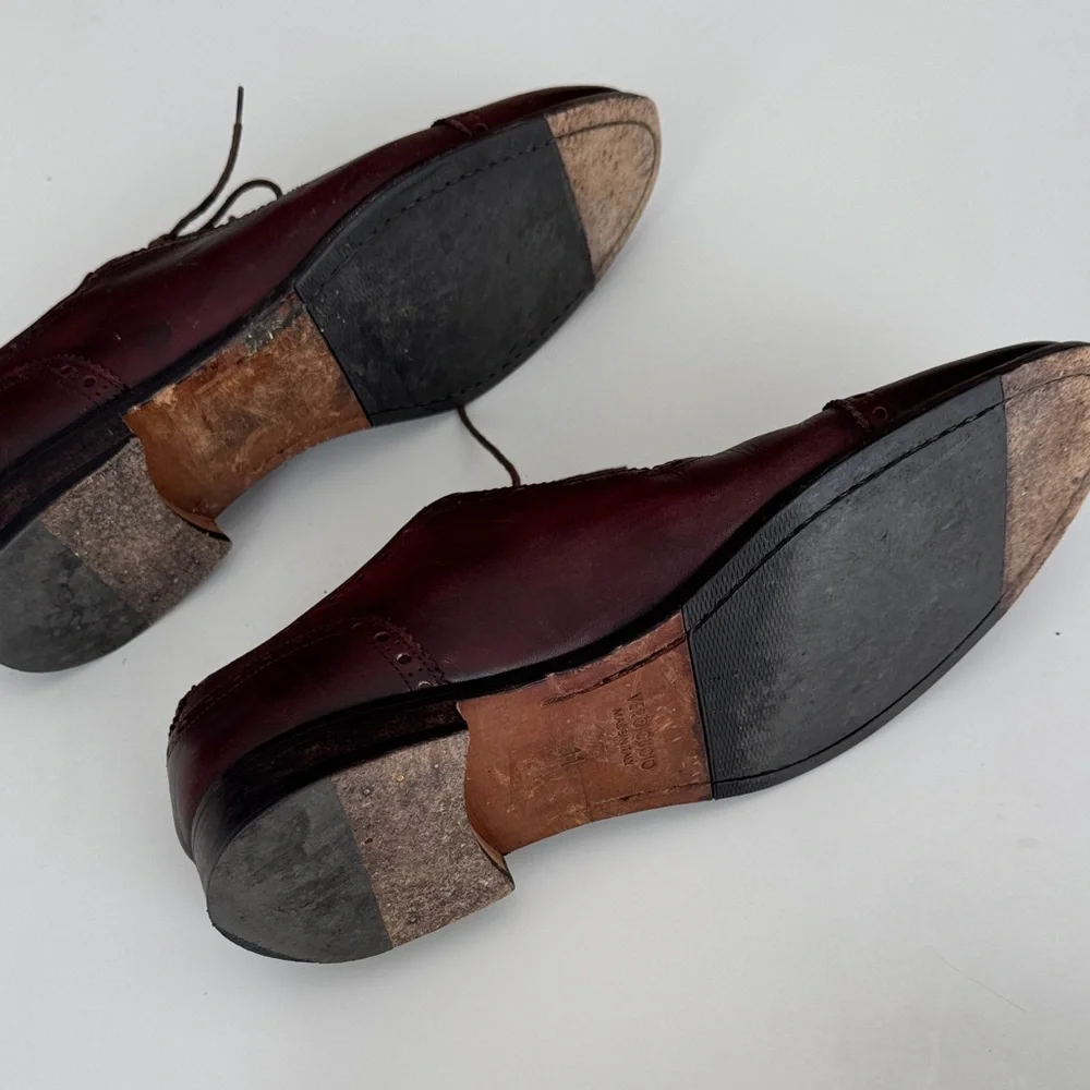 Joseph Abboud Men's Burgundy Leather Lace-Up Oxfords